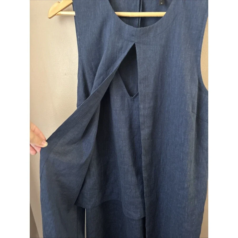 BCBGMAXAZRIA Tank Top Womens M Navy Blue High Low Tailored Sleeveless
